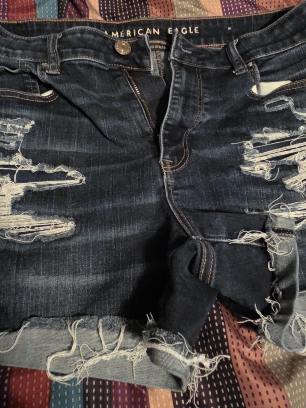 American Eagle Dark Indigo Stretch Denim Shorts